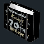 Grand Sac Cadeau 70th Birthday Party Ajouter votre nom<br><div class="desc">Fêtez un anniversaire important avec ces fournitures personnalisables de fête d'anniversaire!</div>