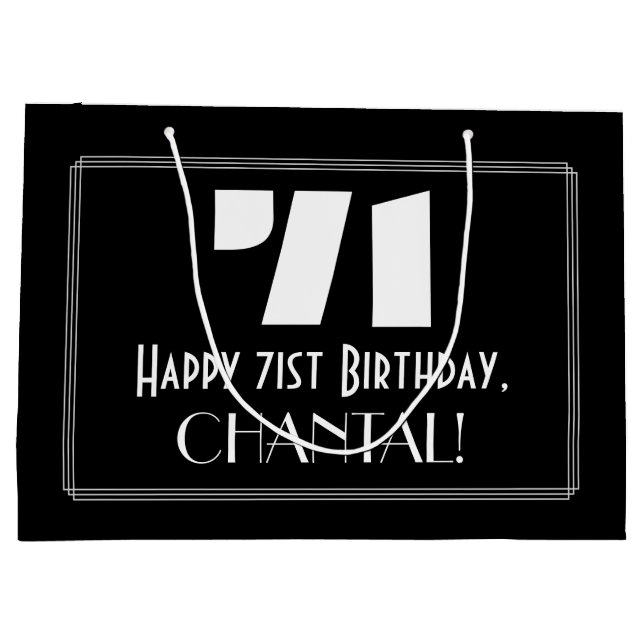 Grand Sac Cadeau 71e anniversaire ~ Art Déco Inspiré Look "71" + No (Dos)