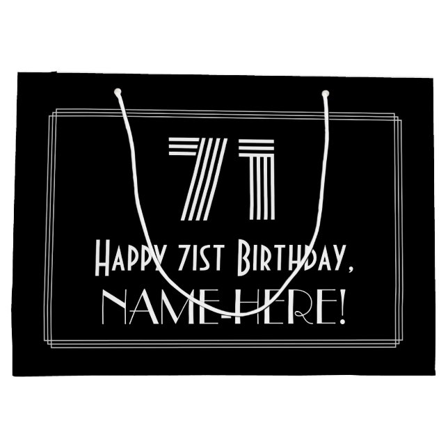 Grand Sac Cadeau 71e anniversaire — Art Déco Inspiré Look "71" & No (Dos)