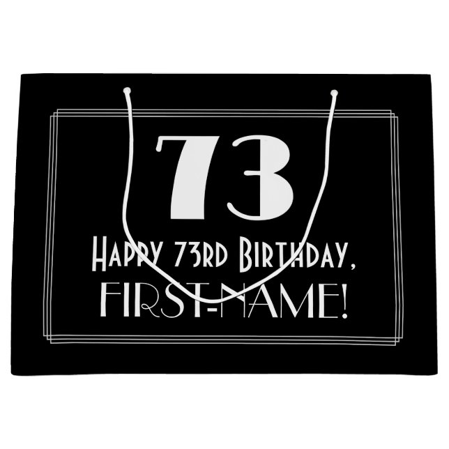 Grand Sac Cadeau 73e anniversaire : Art Déco Style inspiré "73", No (Devant)