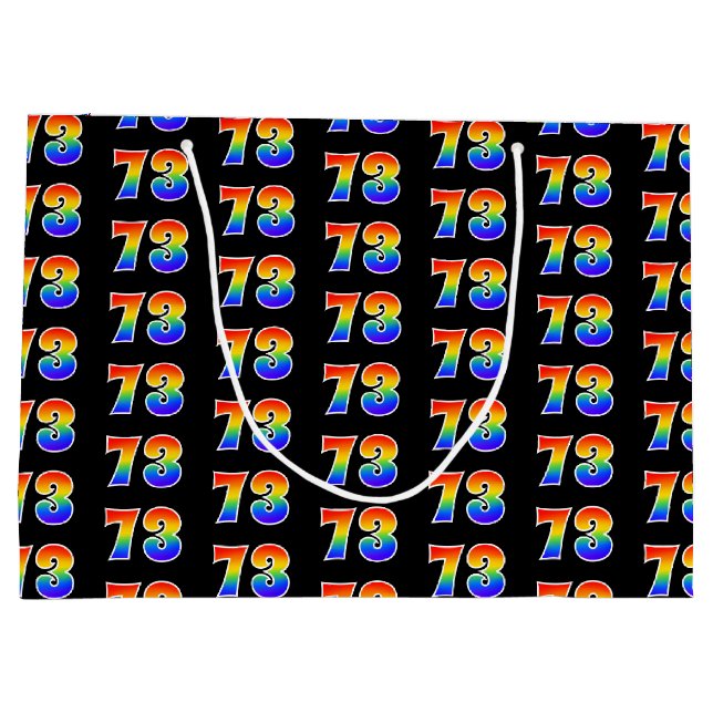 Grand Sac Cadeau 73e anniversaire : Fun Rainbow Event Numéro 73 Mot (Dos)