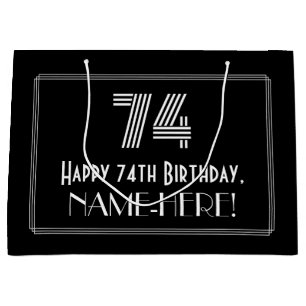 Grand Sac Cadeau 74e anniversaire — Art Déco Inspiré Look "74" & No