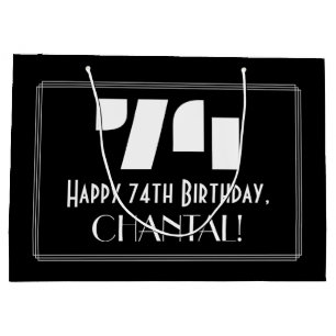 Grand Sac Cadeau 74e anniversaire ~ Art Déco Inspiré Look "74" + No