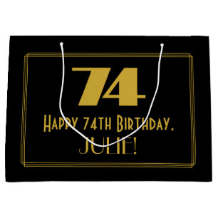 Grand Sac Cadeau 74e anniversaire — Art Déco Inspiré Look "74" & No