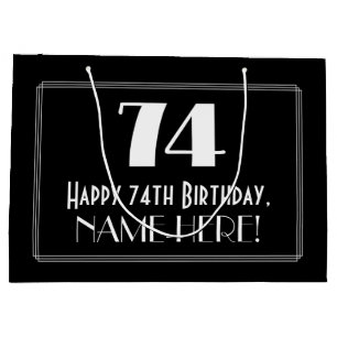 Grand Sac Cadeau 74e anniversaire : Art Déco Style inspiré "74", No