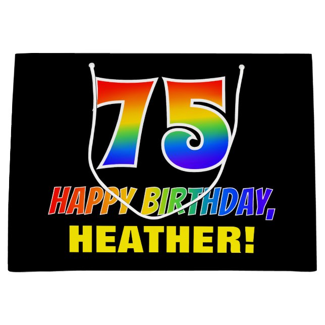 Grand Sac Cadeau 75e anniversaire : audacieux, amusant, simple, arc (Devant)