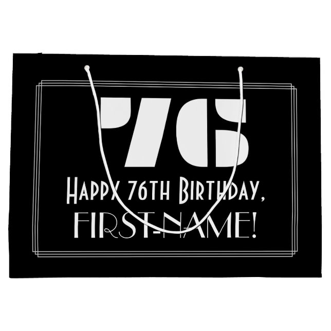 Grand Sac Cadeau 76e anniversaire ~ Art Déco Inspiré Look "76" + No (Dos)