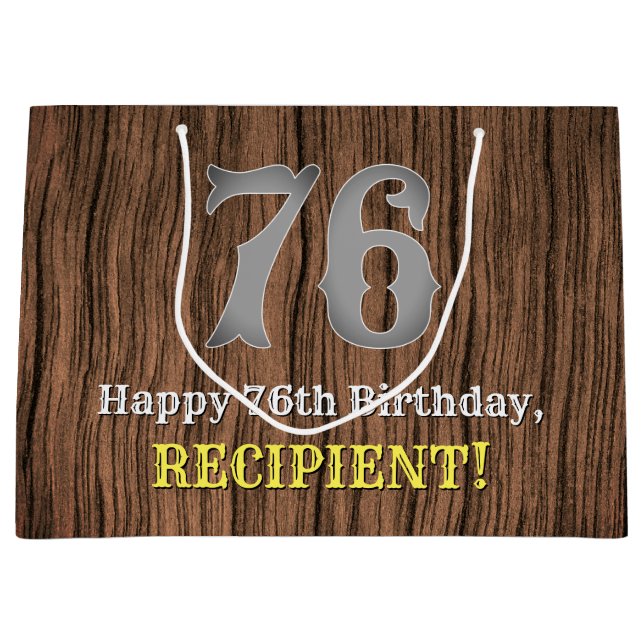 Grand Sac Cadeau 76e anniversaire : Pays inspiré par l'Ouest Look,  (Devant)