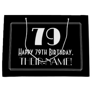 Grand Sac Cadeau 79e Anniversaire: Style Inspiré de l'Art Déco "79"