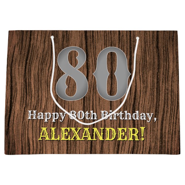 Grand Sac Cadeau 80e anniversaire : Pays inspiré par l'Ouest Look,  (Devant)