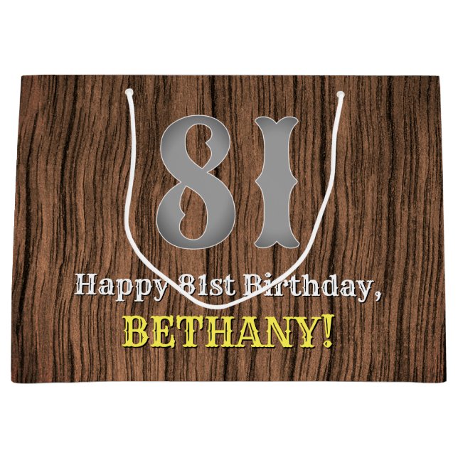 Grand Sac Cadeau 81e anniversaire : Pays inspiré par l'Ouest Look,  (Devant)