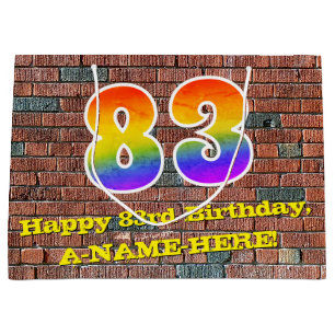 Grand Sac Cadeau 83e anniversaire : Amusant, arc-en-ciel inspiré pa