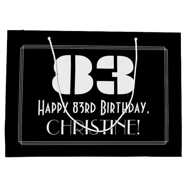 Grand Sac Cadeau 83e anniversaire ~ Art Déco Inspiré Look "83" + No (Dos)