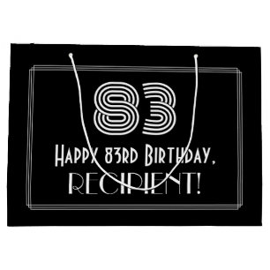 Grand Sac Cadeau 83e anniversaire — Art Déco Inspiré Look "83" & No