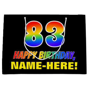 Grand Sac Cadeau 83e anniversaire : Bold, amusant, simple, arc-en-c