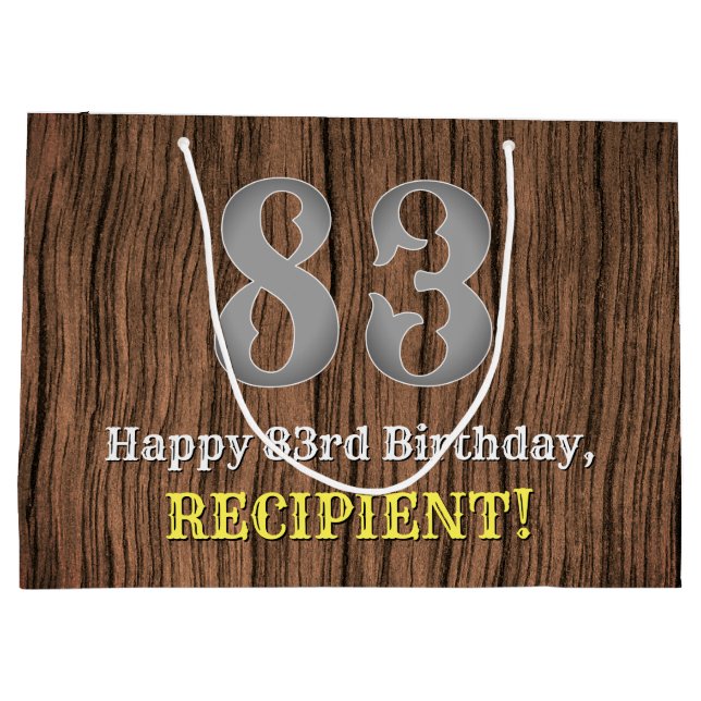 Grand Sac Cadeau 83e anniversaire : Pays inspiré par l'Ouest Look,  (Dos)