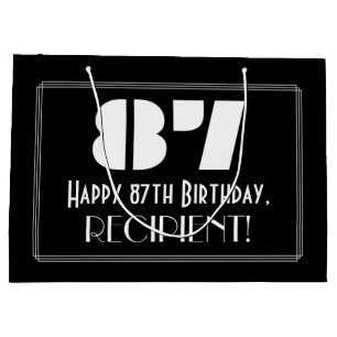 Grand Sac Cadeau 87e anniversaire ~ Art Déco Inspiré Look "87" + No