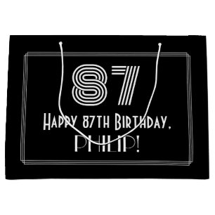 Grand Sac Cadeau 87e anniversaire — Art Déco Inspiré Look "87" & No