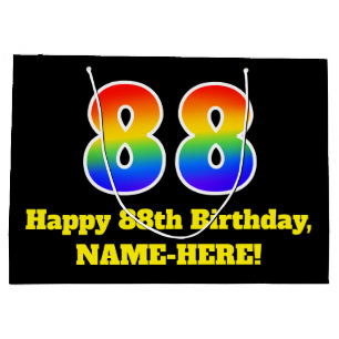 Grand Sac Cadeau 88e anniversaire ~ Amusant, coloré, Vibrant, Arc-e