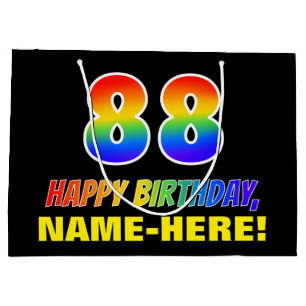 Grand Sac Cadeau 88e anniversaire : Bold, amusant, simple, arc-en-c