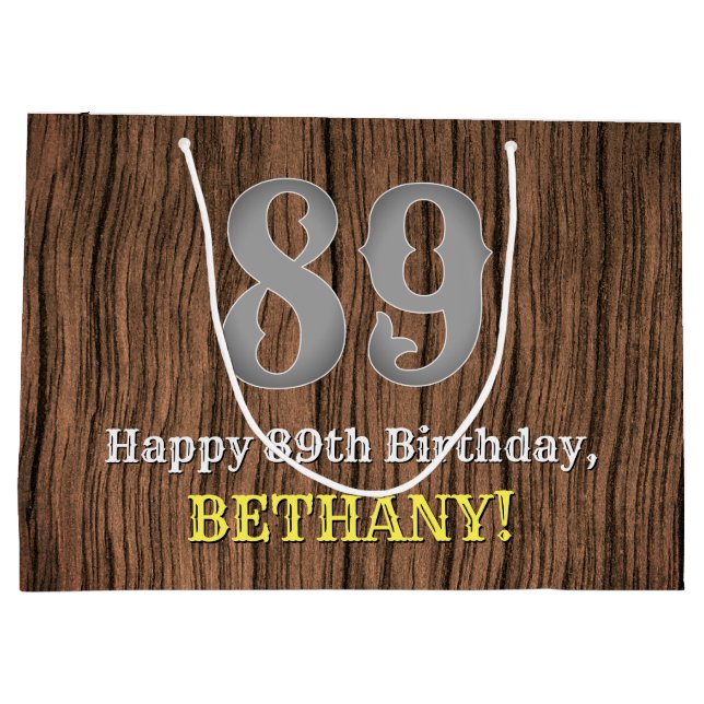 Grand Sac Cadeau 89e anniversaire : Pays inspiré par l'Ouest Look,  (Dos)