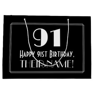 Grand Sac Cadeau 91e anniversaire : Art Déco Style inspiré "91", No