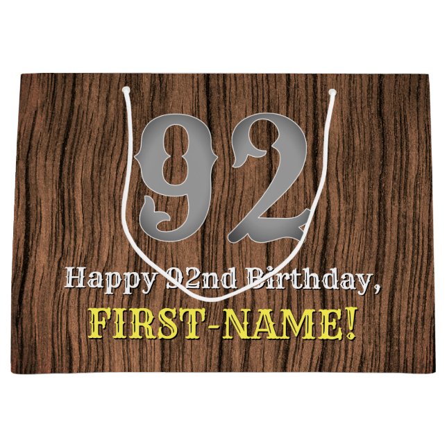 Grand Sac Cadeau 92e anniversaire : Pays inspiré par l'Ouest Look,  (Devant)