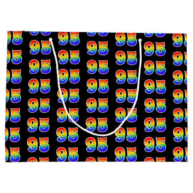 Grand Sac Cadeau 95e anniversaire : Fun Rainbow Event Numéro 95 Mot (Dos)