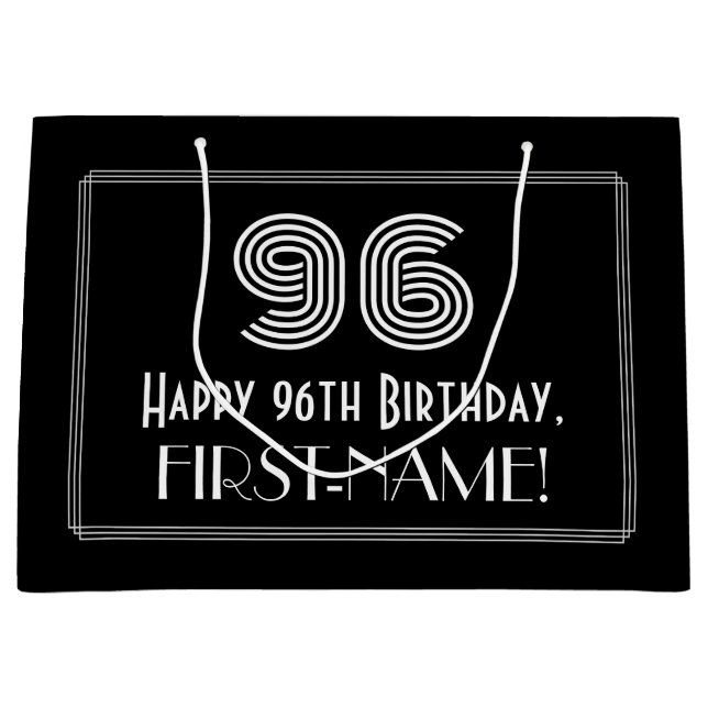 Grand Sac Cadeau 96e anniversaire — Art Déco Inspiré Look "96" & No