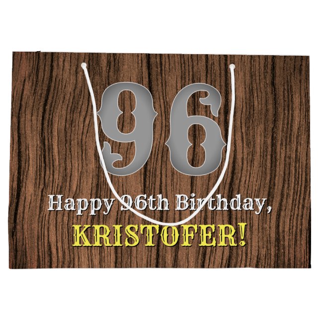 Grand Sac Cadeau 96e anniversaire : Pays inspiré par l'Ouest Look,  (Dos)