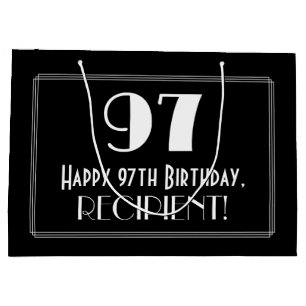 Grand Sac Cadeau 97e anniversaire : Art Déco Style inspiré "97", No