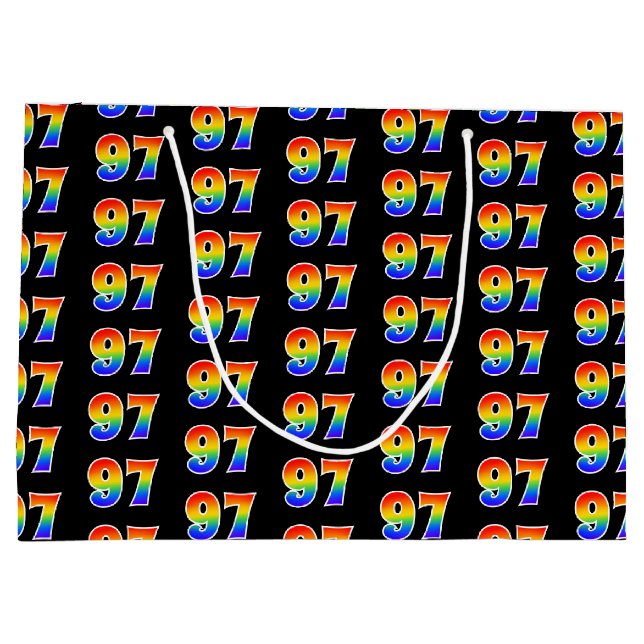 Grand Sac Cadeau 97th Birthday : Fun Rainbow Event Numéro 97 Motif (Dos)