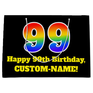 Grand Sac Cadeau 99e anniversaire ~ Amusant, coloré, Vibrant, Arc-e