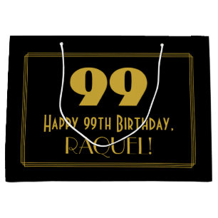 Grand Sac Cadeau 99e anniversaire — Art Déco Inspiré Look "99" & No