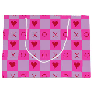Grand Sac Cadeau À damiers coeur Lilac Hot Pink XO