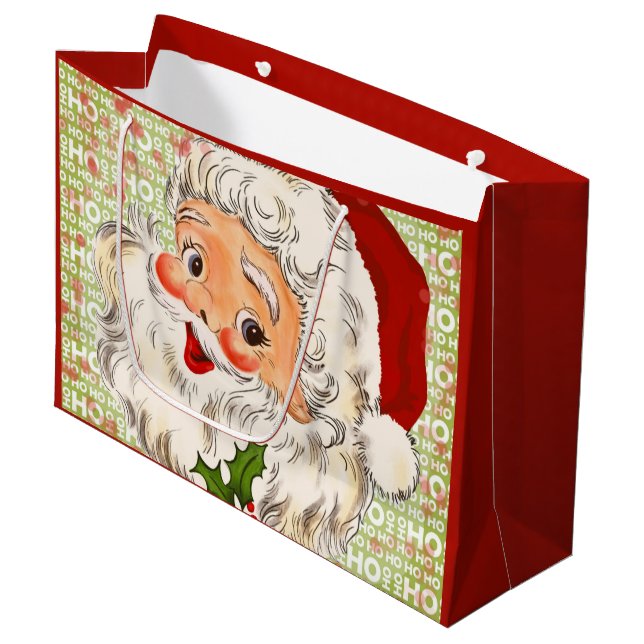 Grand Sac Cadeau A Holly, Jolly Apple-Cheeked Santa Claus, Partie 2 (Devant Angle)