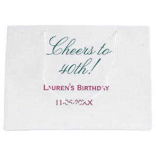 Grand Sac Cadeau À la 40e anniversaire nom date mauve bleu élégant