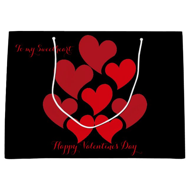 Grand Sac Cadeau À ma chérie, le Motif du Coeur Rouge Saint Valenti (Devant)