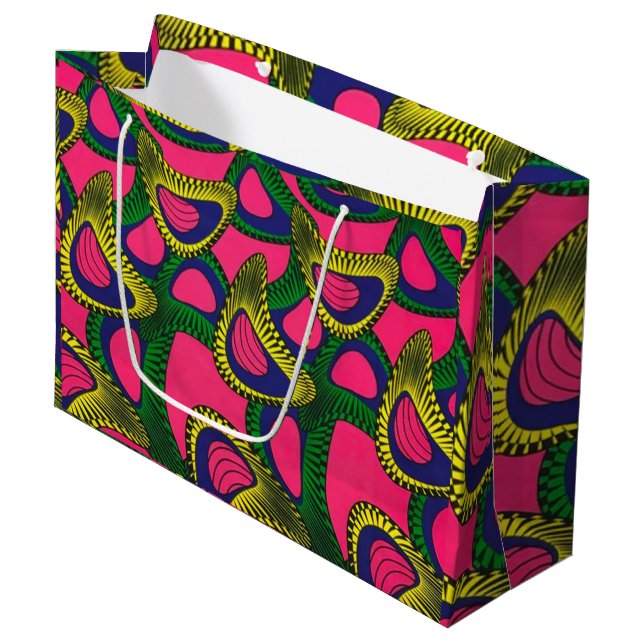 Grand sac cadeau à motif africain (Devant Angle)
