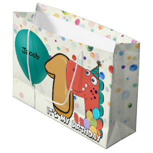 Grand Sac Cadeau Ă?re coutume de dinosaure de l'anniversaire du
