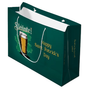 Grand Sac Cadeau À votre santé ! Verre de bière de la Saint-Patrick