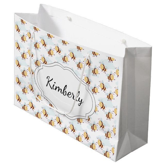 Grand Sac Cadeau Abeille Bumble personnalisée (Devant Angle)