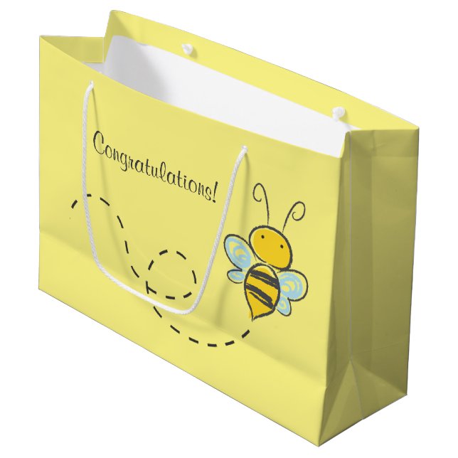 Grand Sac Cadeau Abeille jaune personnalisé (Devant Angle)