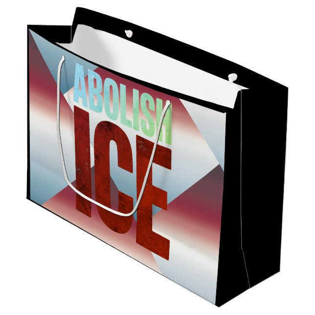 Grand Sac Cadeau Abolish ICE Minimalist Protest Typography Design (Devant Angle)