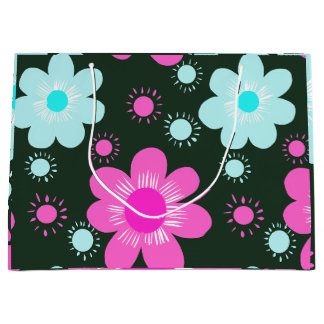 Grand Sac Cadeau Abstrait Floral Mandala Motif Design rouge