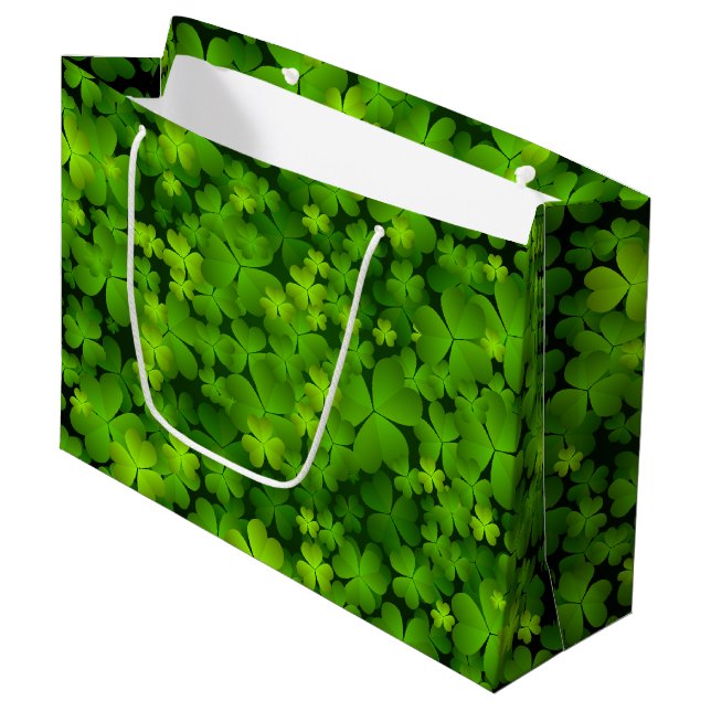 Grand Sac Cadeau Accessoires cadeaux Shamrock irlandais (Devant Angle)