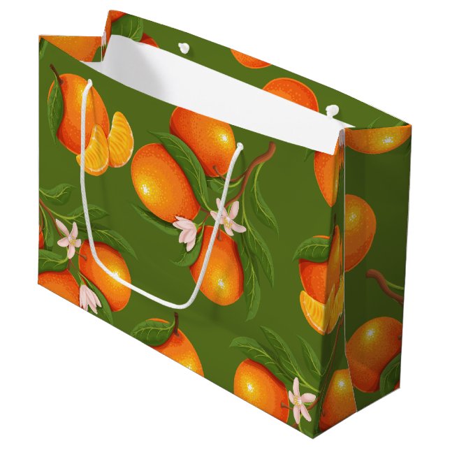 Grand Sac Cadeau Actualisation des grands Motifs Oranges (Devant Angle)