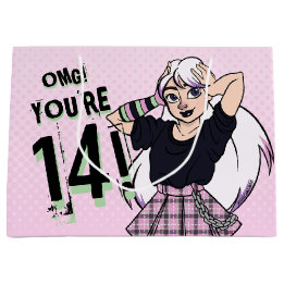 Grand Sac Cadeau Ado fille Pink Cartoon Punk 14e anniversaire