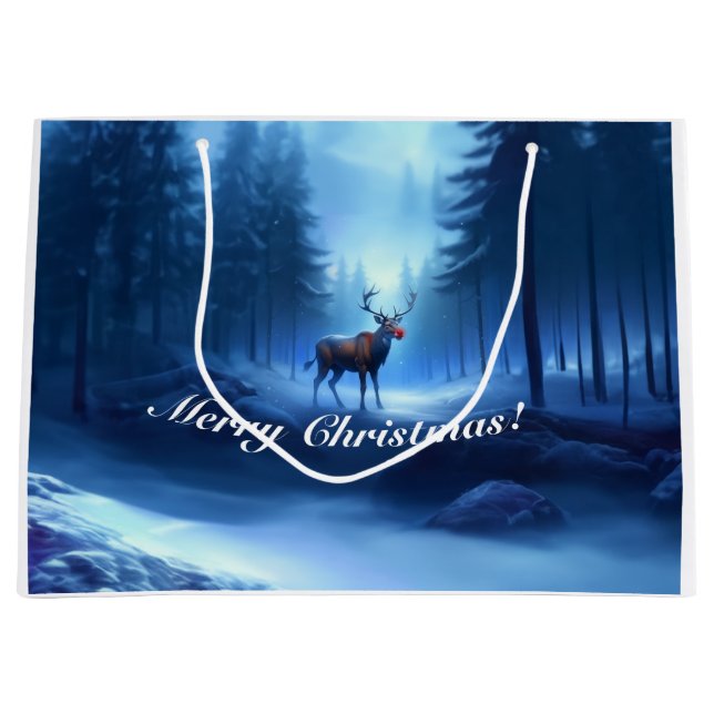 Grand Sac Cadeau Adorable Reindeer Winter Wonderland Vacances (Devant)