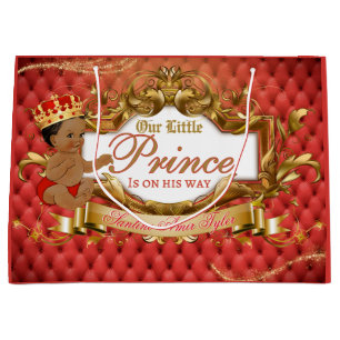 Grand Sac Cadeau Adorable Royal African Prince Rouge & Or
